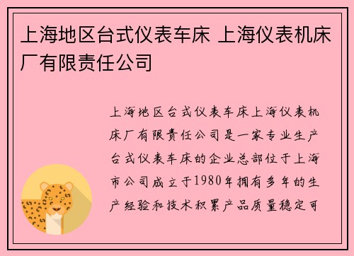 上海地区台式仪表车床 上海仪表机床厂有限责任公司